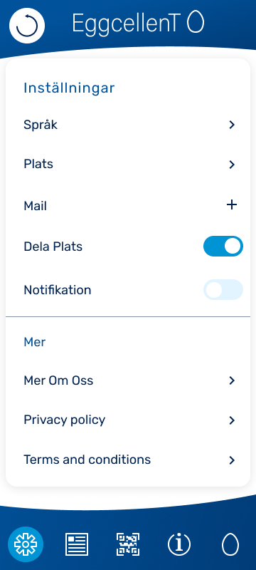 Eggcellent Settings Screen