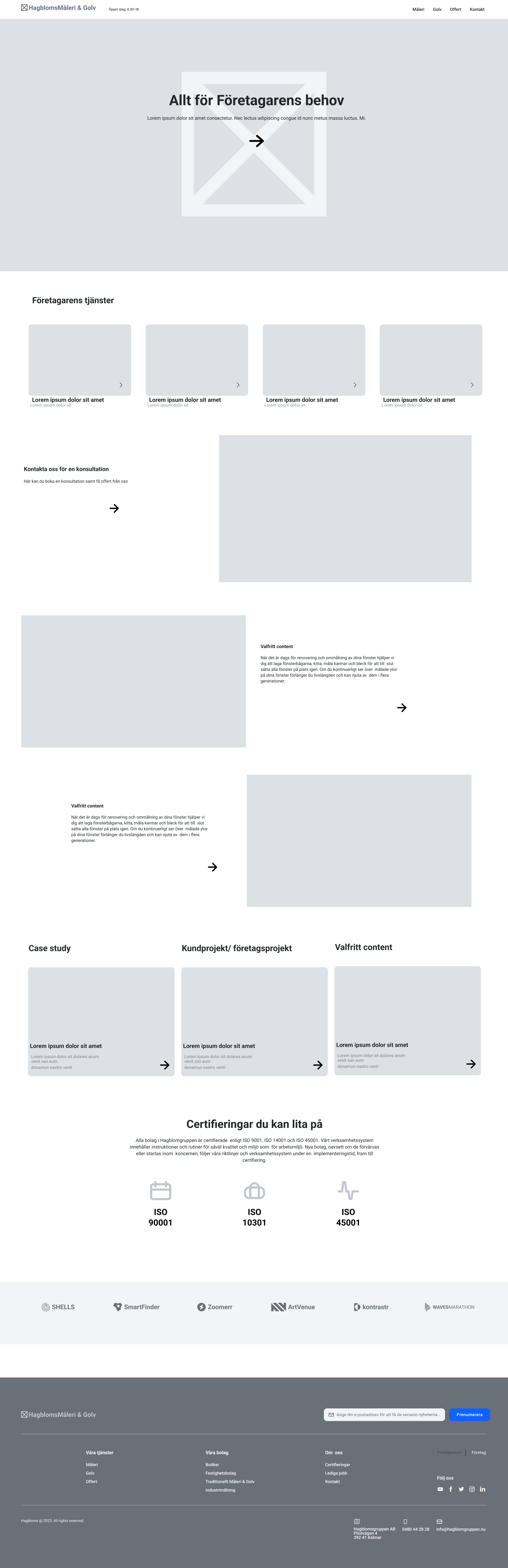 Hagblomsgruppen Entrepreneur Full Page Wireframe