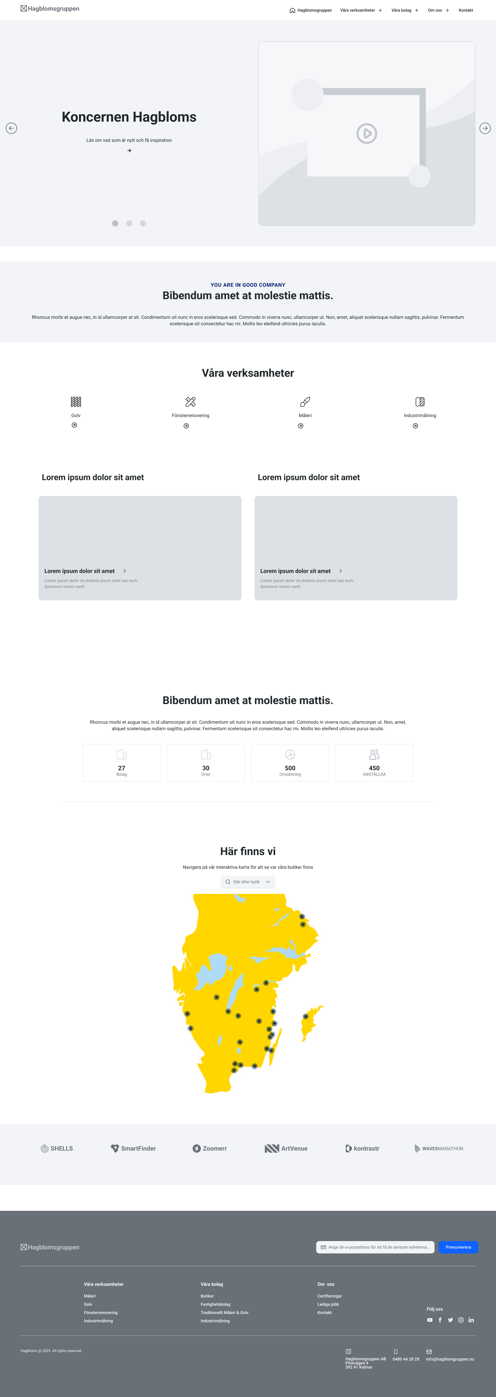 Hagblomsgruppen Corporate Full Page Wireframe