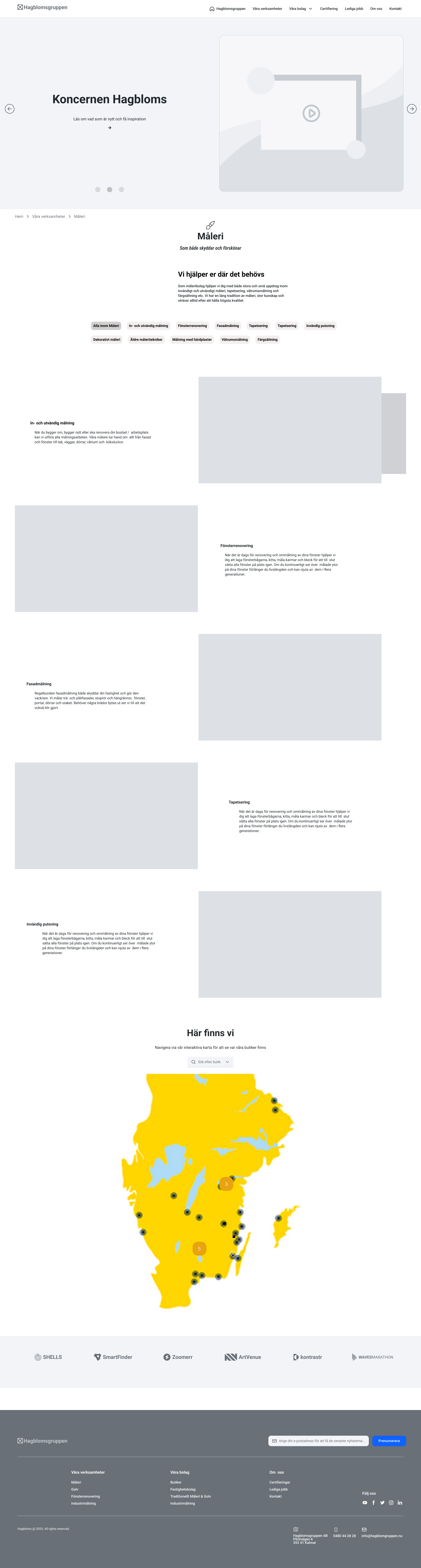 Hagblomsgruppen Corporate Full Page Activity Painting Wireframe