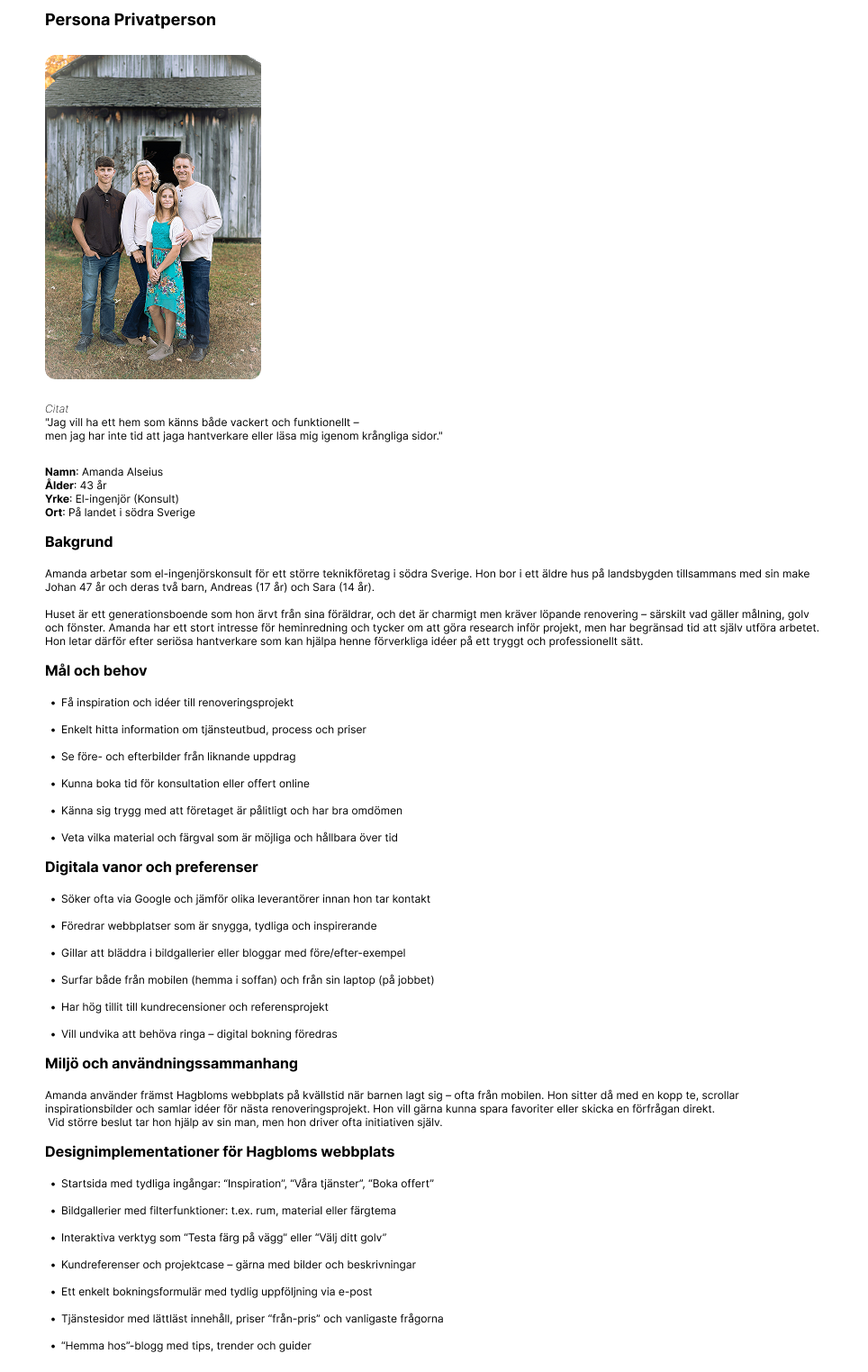 Hagblomsgruppen Private Customer Persona